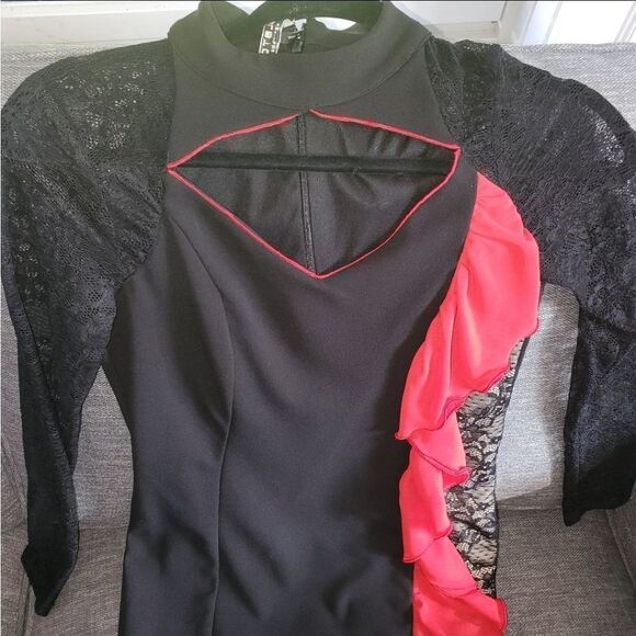 Halston Heritage Women Black diamond key hole Neck Long-Sleeve Lace Dres… - Picture 6 of 16